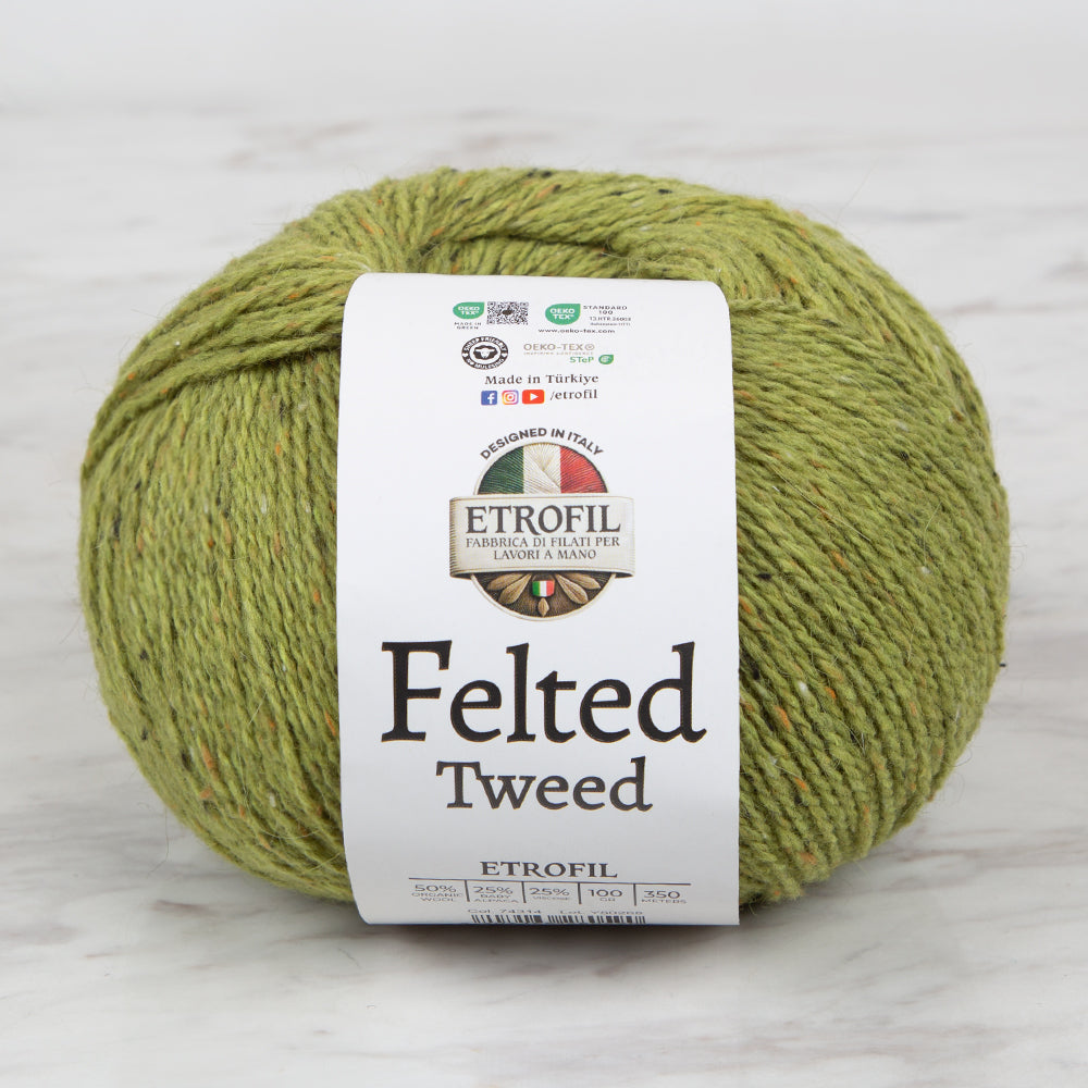 Etrofil Felted Tweed Yeşil El Örgü İpi - 74314