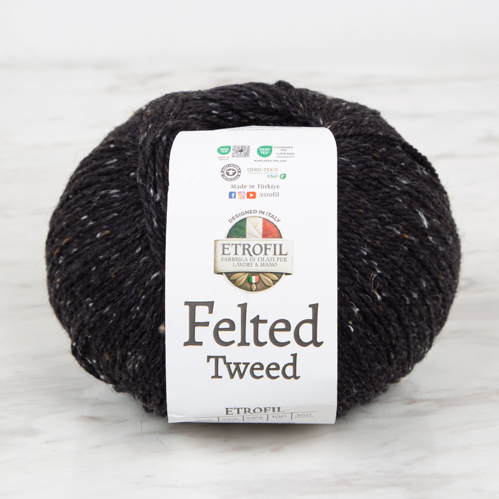 Etrofil Felted Tweed Siyah El Örgü İpi - 79182