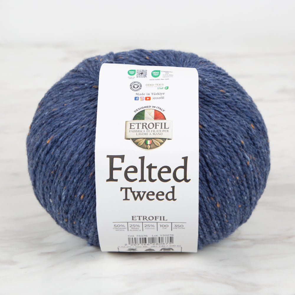 Etrofil Felted Tweed Lacivert El Örgü İpi - 75376