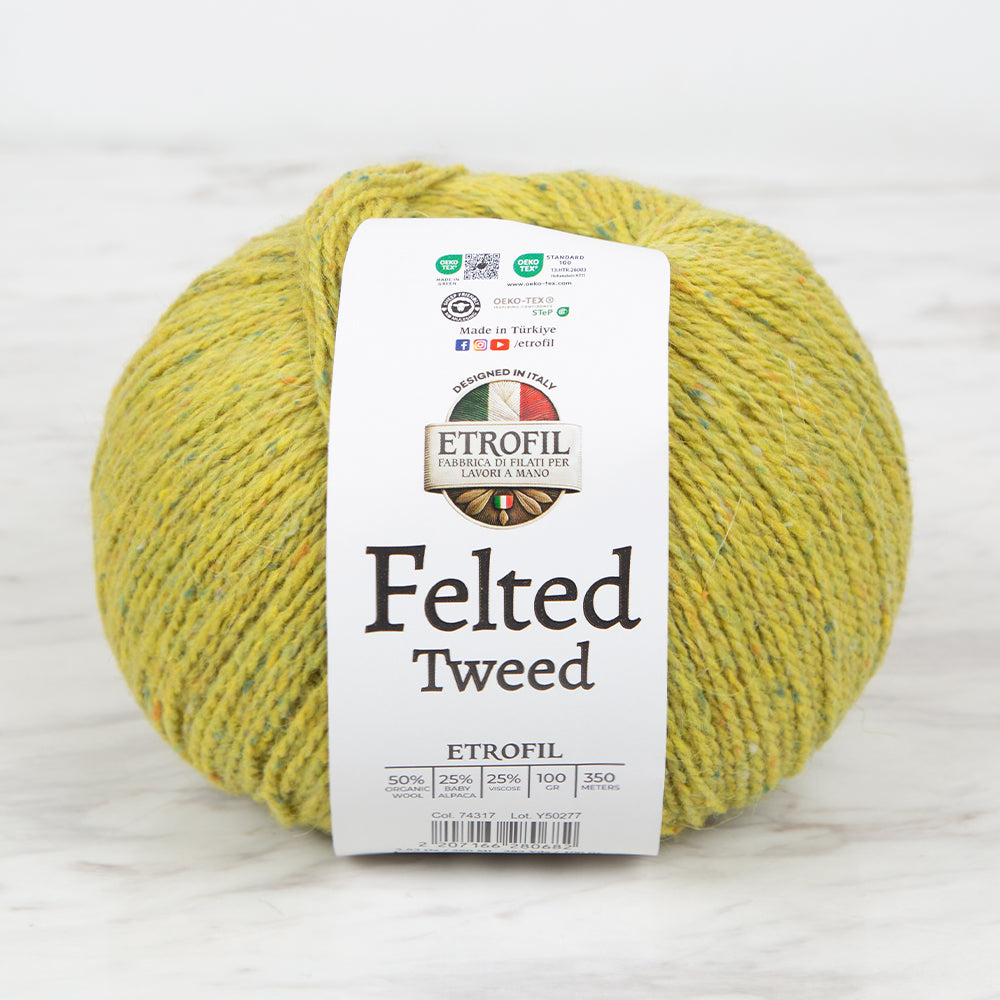 Etrofil Felted Tweed Yeşil El Örgü İpi - 74317