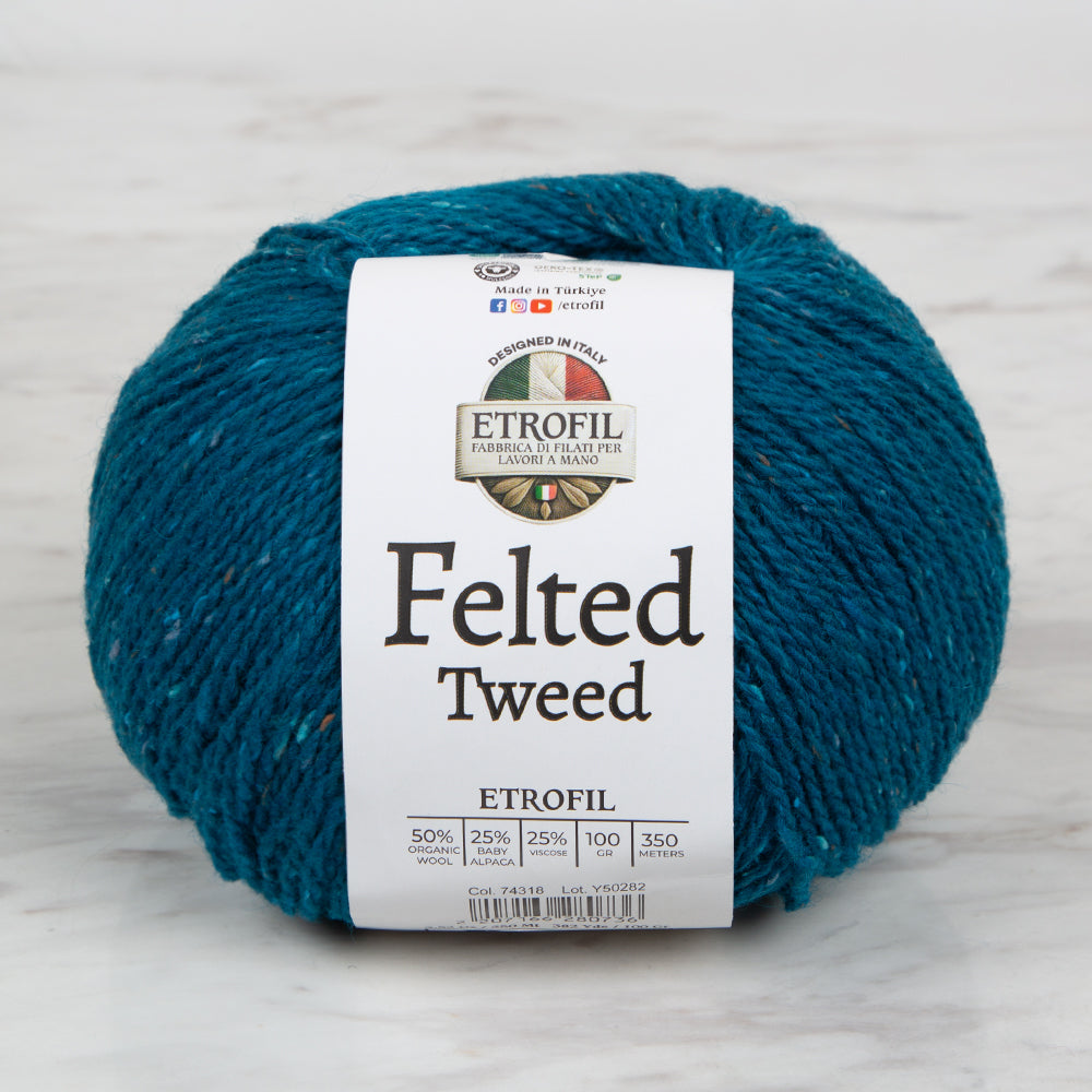 Etrofil Felted Tweed Mavi El Örgü İpi - 74318