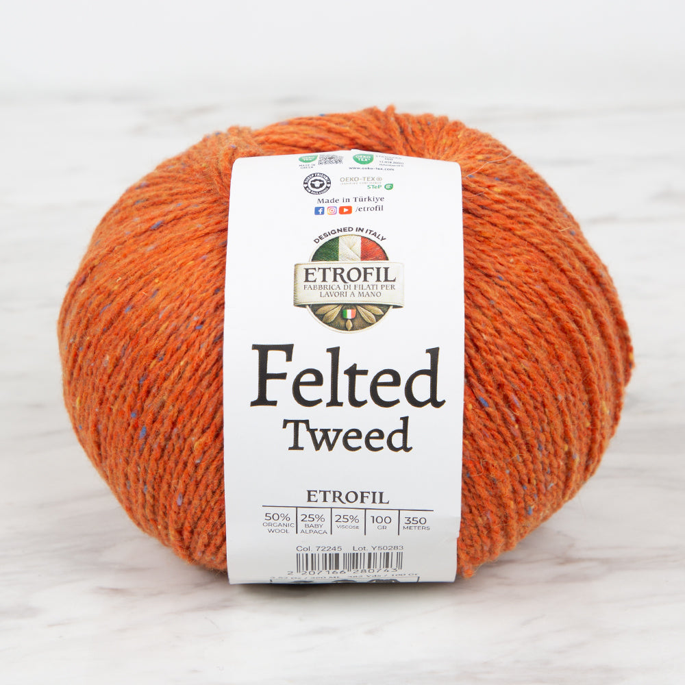 Etrofil Felted Tweed Turuncu El Örgü İpi - 72245