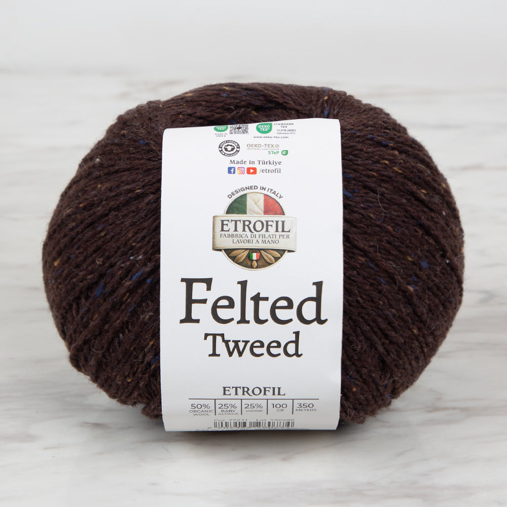 Etrofil Felted Tweed Kahverengi El Örgü İpi - 77211