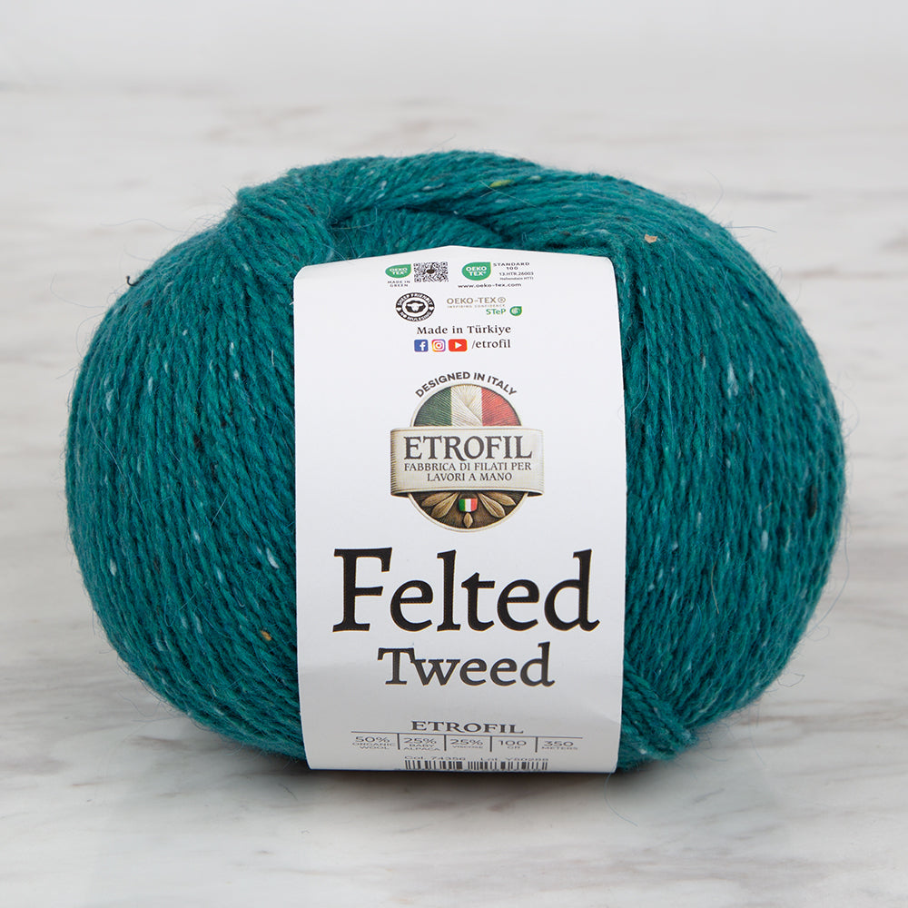 Etrofil Felted Tweed Yeşil El Örgü İpi - 74356