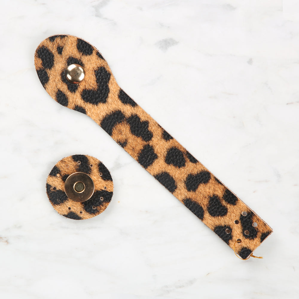 Knitme Çıtçıtlı Çanta Kapağı 2,5x17 cm Leopar BA-0045