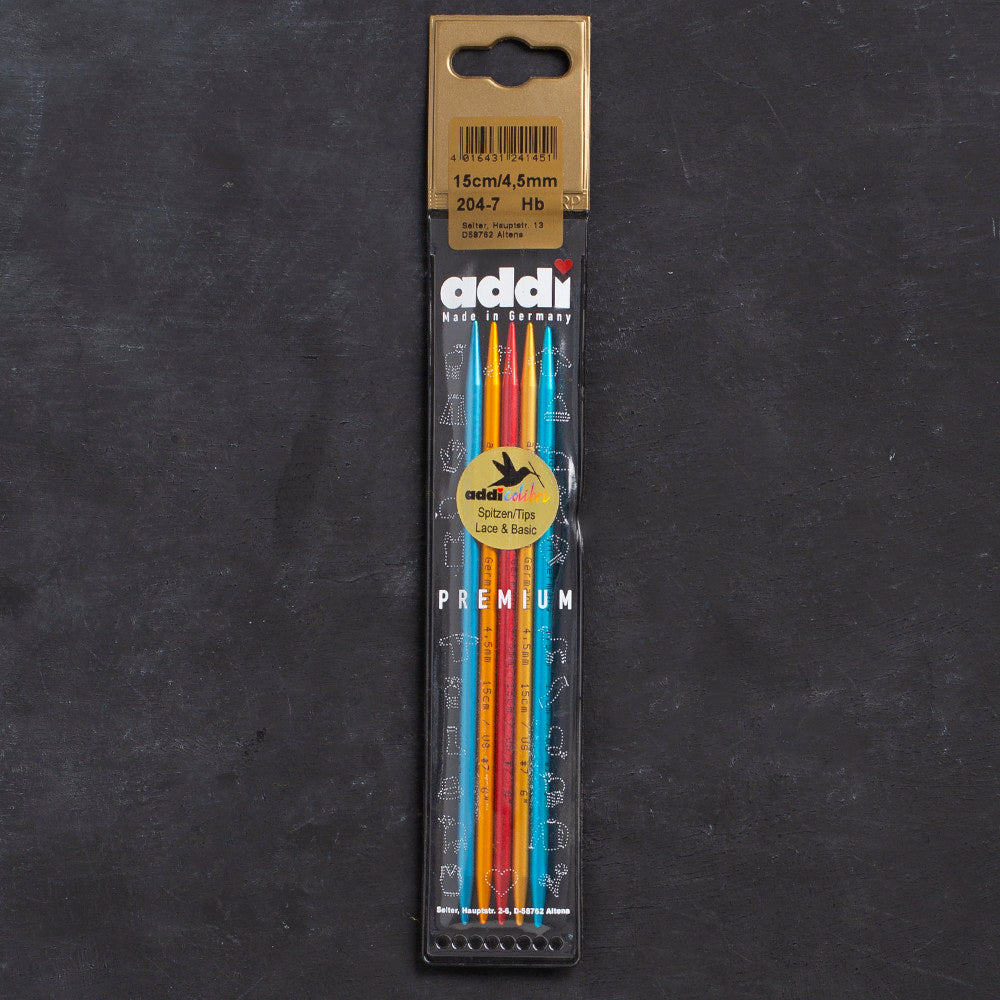 Addi Colibri 4,5mm 15cm Renkli Çorap Şişi - 204-7