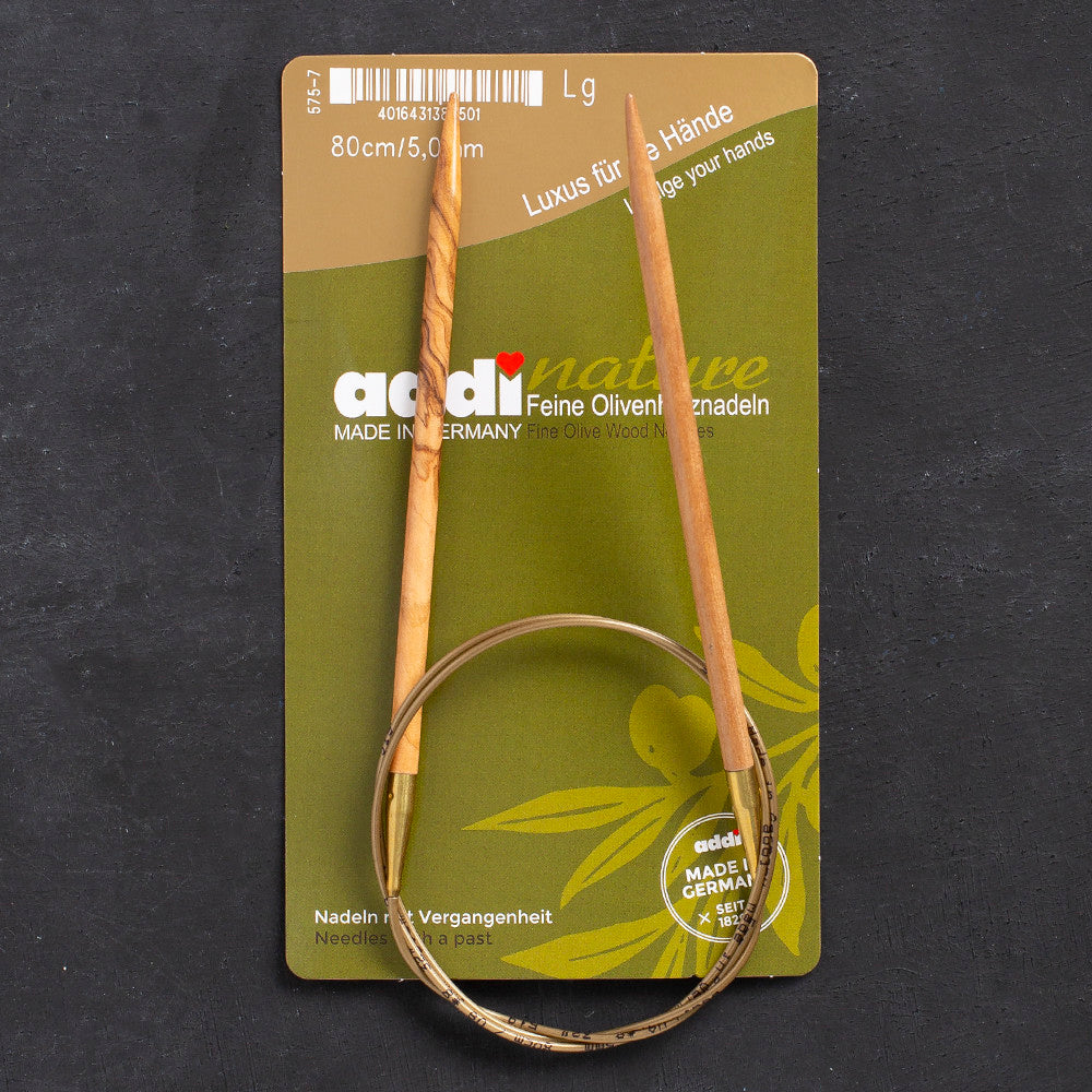 Addi Olive Wood 5 mm 80 cm Zeytin Ağacı Misinalı Örgü Şişi - 575-7