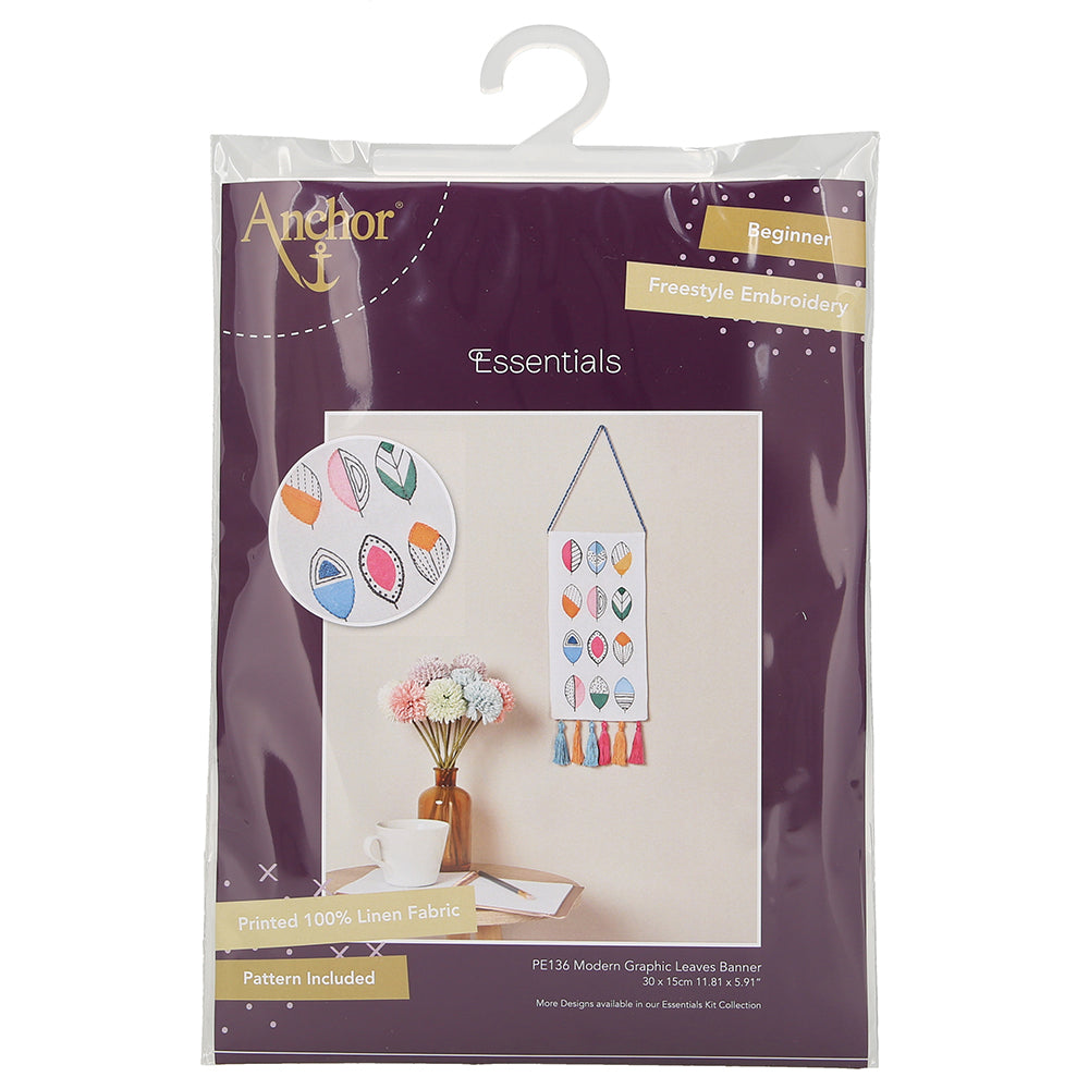 Anchor Duvar Dekoru Modern Graphic Leaves Banner Nakış Kiti - PE136
