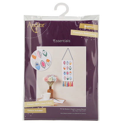 Anchor Duvar Dekoru Modern Graphic Leaves Banner Nakış Kiti - PE136