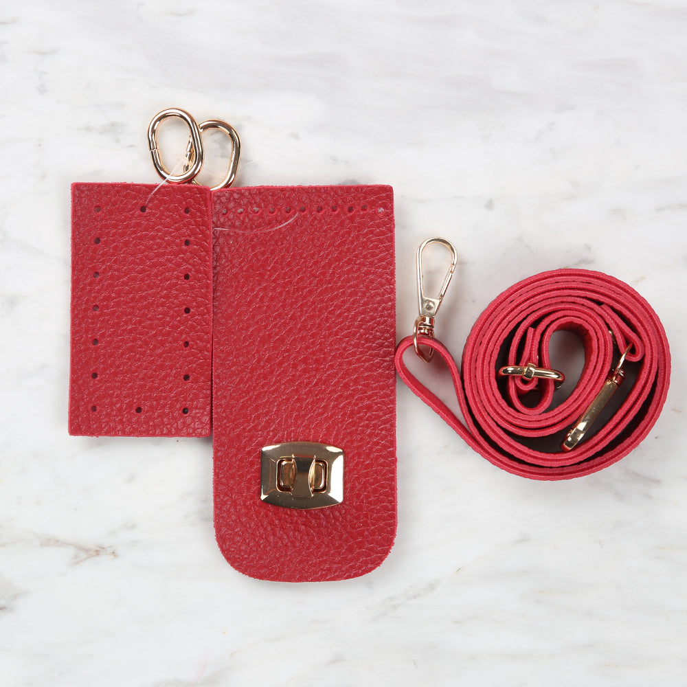 Knitme Tabanlı Klipsli Telefon Seti Kırmızı BA-0058