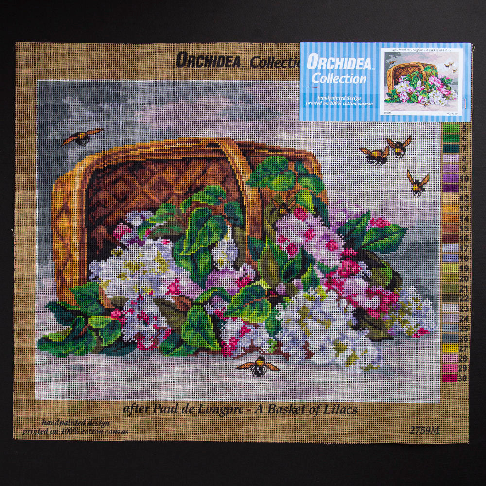 ORCHİDEA 40 x 50 cm Leylak  Sepeti Baskılı Goblen 2759M 