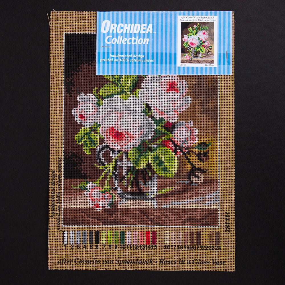 ORCHİDEA 24 x 30 cm Cam Vazodaki Güller Baskılı Goblen 2811H 