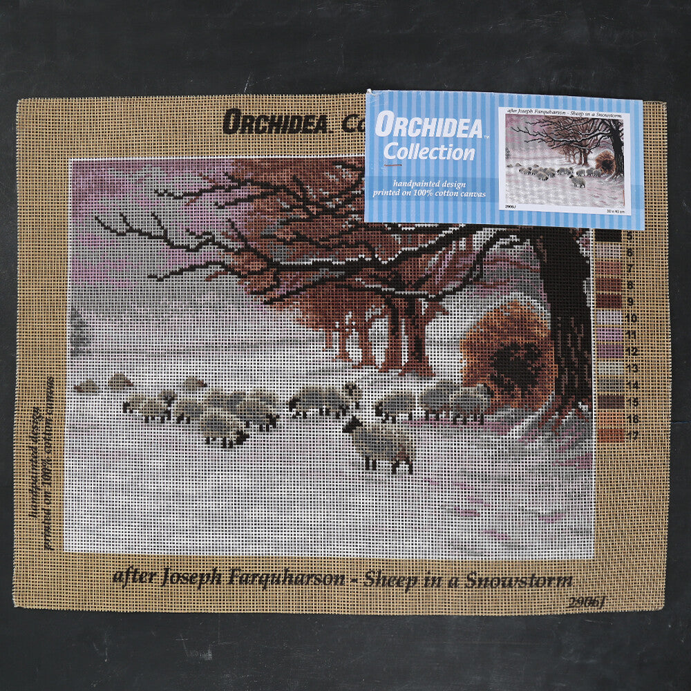 Orchidea 30x40 cm Baskılı Goblen After Joseph Farquharson - Sheep İn A Snowstorm 2906J