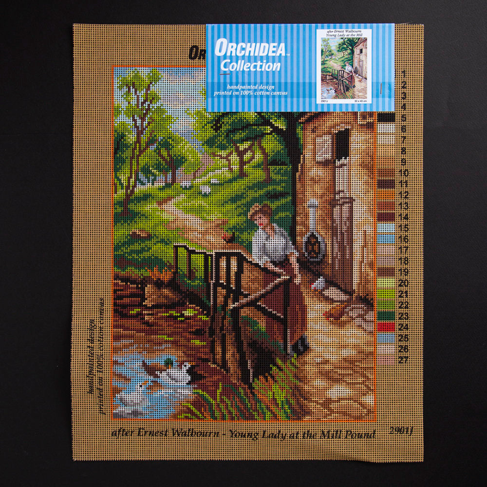 ORCHİDEA 30 x 40 cm Değirmendeki Genç Bayan Baskılı Goblen 2901J 