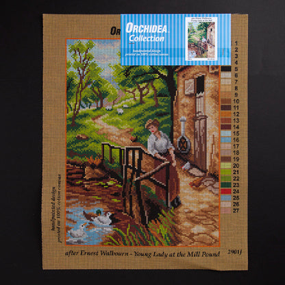 ORCHİDEA 30 x 40 cm Değirmendeki Genç Bayan Baskılı Goblen 2901J 