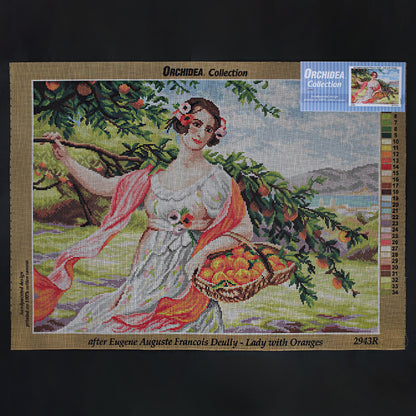Orchidea 50x70 cm Eugene Auguste Francois Deully - Lady With Oranges Baskılı Goblen 2943R