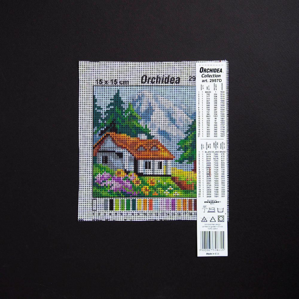 ORCHİDEA 15x15 cm Çiftlik Evi / Yaz Baskılı Goblen 2957D