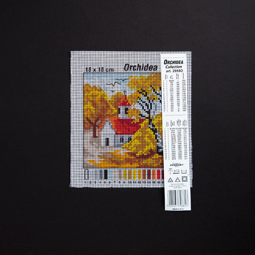 ORCHİDEA 15x15 cm Çiftlik Evi / Sonbahar Goblen 2958D