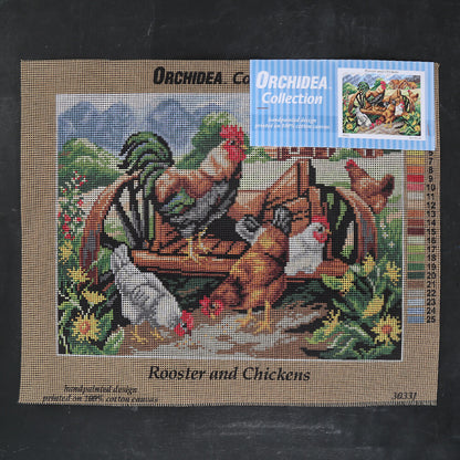 Orchidea 30x40 cm Rooster And Chickens Baskılı Goblen 3033J