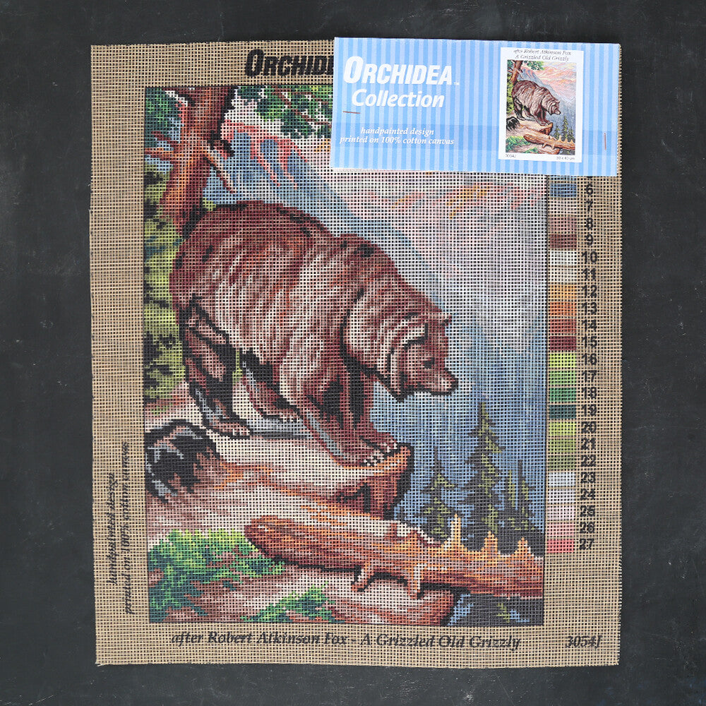 Orchidea 30x40 cm After Robert Atkinson Fox A Grizzled Old Grizzly Baskılı Goblen 3054J