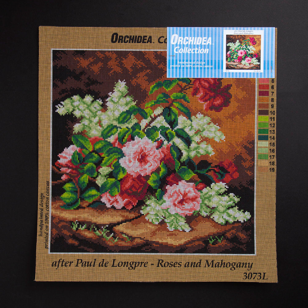 ORCHİDEA 40 x 40 cm Karışık  Çiçekler Baskılı Goblen 3073L 