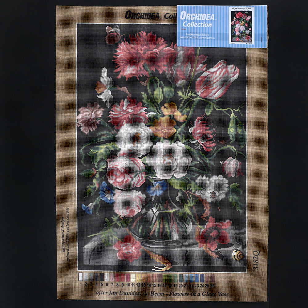 Orchidea 40x60 cm Jan Davidszoon De Heem Flowers İn A glass Vase Baskılı Goblen 3182Q