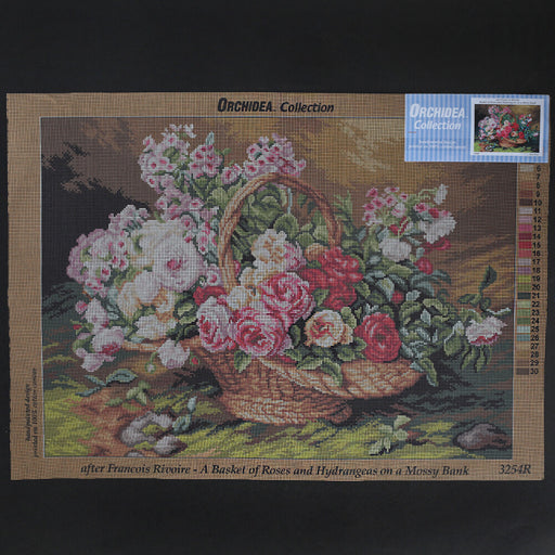Orchidea 50x70 cm Francois Rivoire Basket Of Roses And Hydrangeas On A Mossy Bank Goblen 325