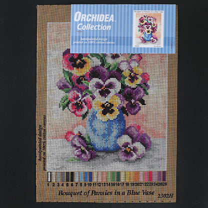Orchidea 24x30 cm Bouquet Of Pansies İn A Blue Vase Baskılı Goblen 2302H