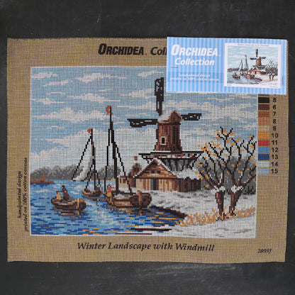 Orchidea 30x40 cm Winter Landscape With Windmill Baskılı Goblen 25059J