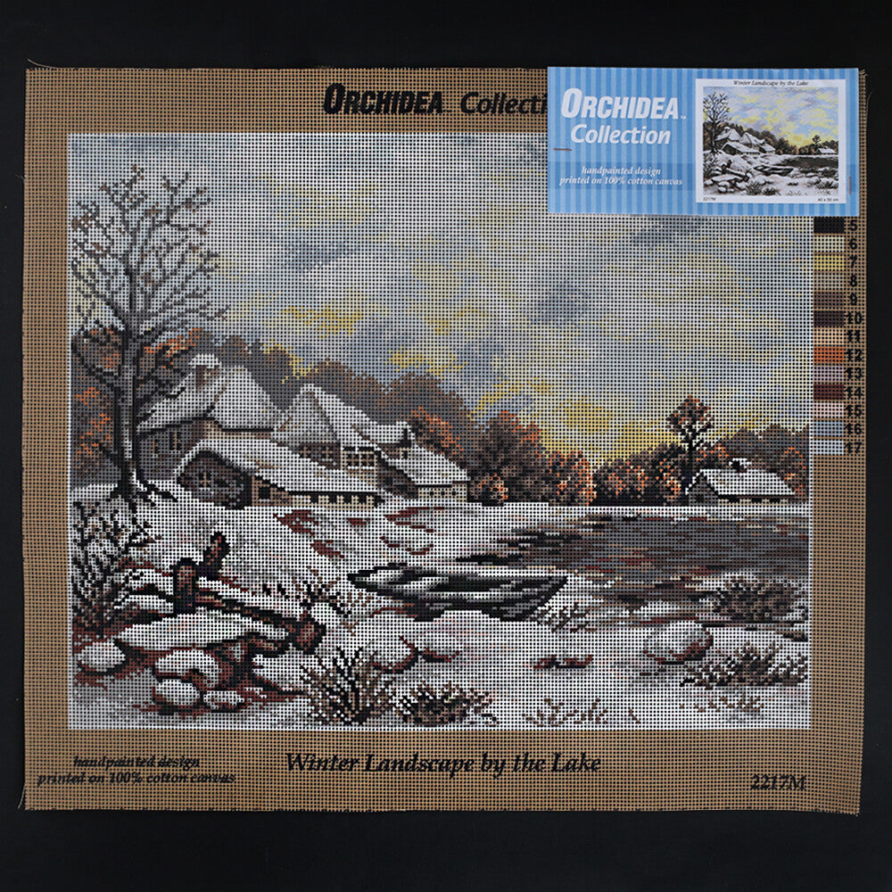 Orchidea 40x50 cm Winter Landscape By The Lake Baskılı Goblen 2217M