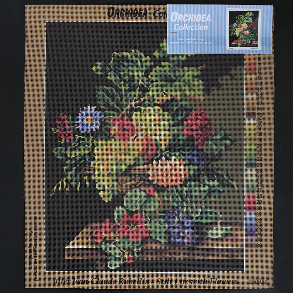 Orchidea 40x50 cm Jean-Claude Rubellin - Still Life With Flowers Baskılı Goblen 2509M