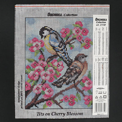 Orchidea 18x24 cm Tits On Cherry Blossom Baskılı Goblen 2119F
