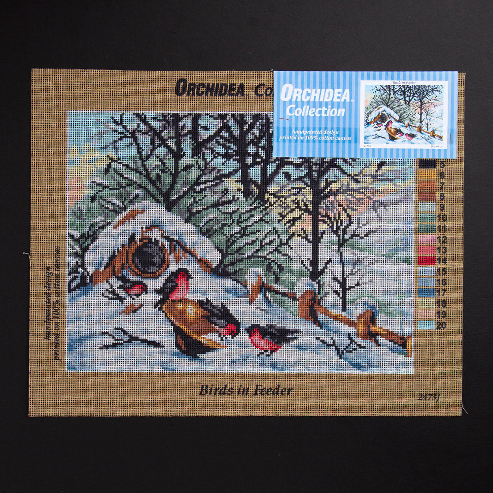 ORCHİDEA 30 x 40 cm Kuş Yuvası Önündeki Kuşlar Baskılı Goblen 2473J