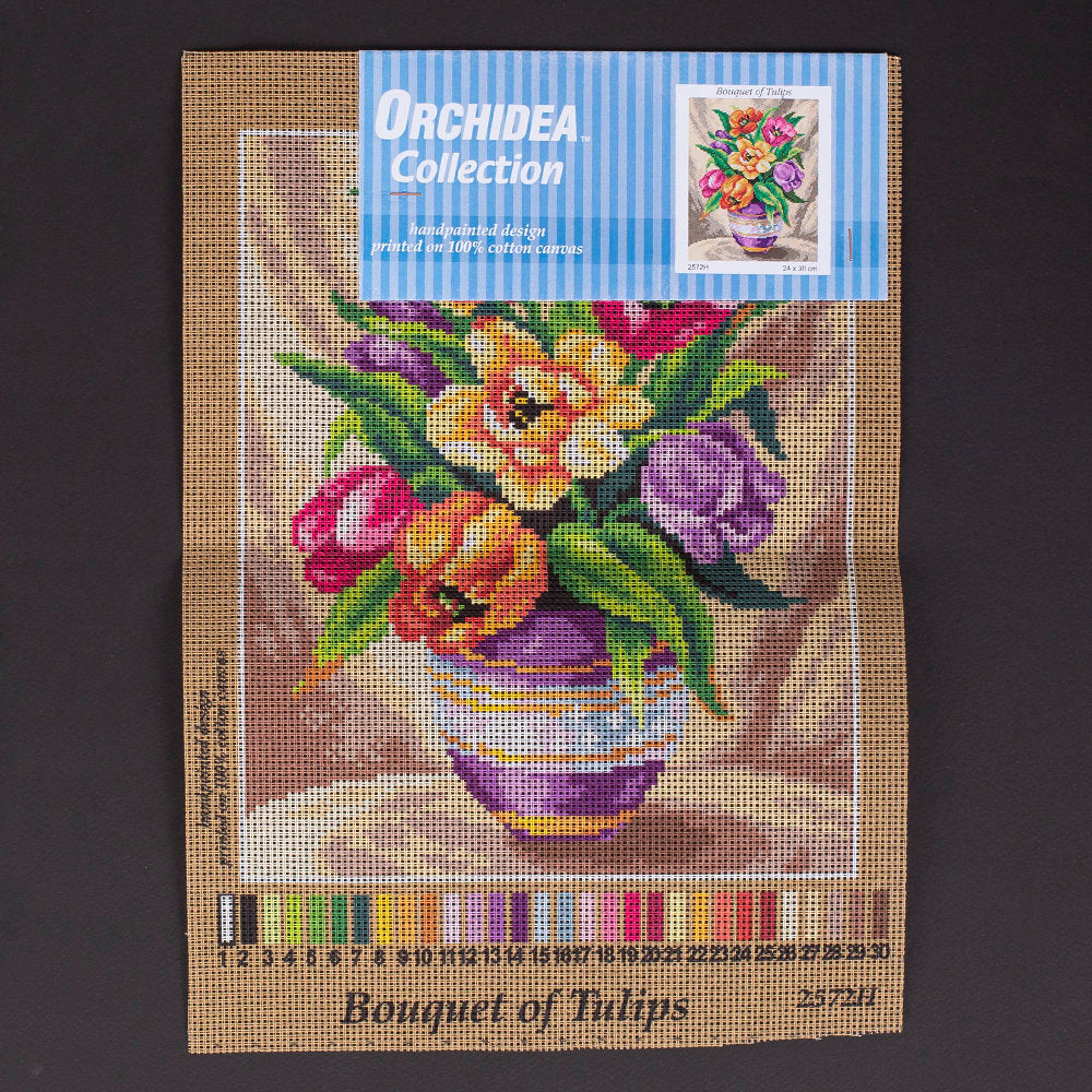 Orchidea 24x30cm Vazoda Çiçekler Baskılı Goblen - 2572H