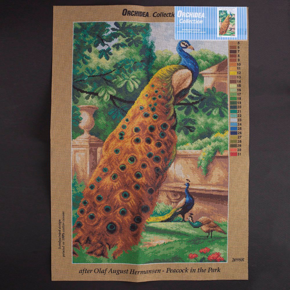 Orchidea 45x70cm Olaf August Hermansen Parkta Tavus Kuşu Baskılı Goblen - 2698R