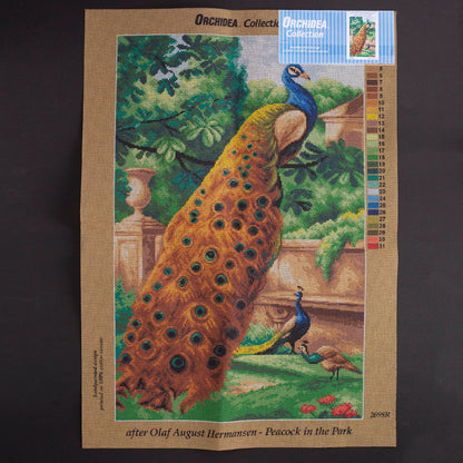 Orchidea 45x70cm Olaf August Hermansen Parkta Tavus Kuşu Baskılı Goblen - 2698R