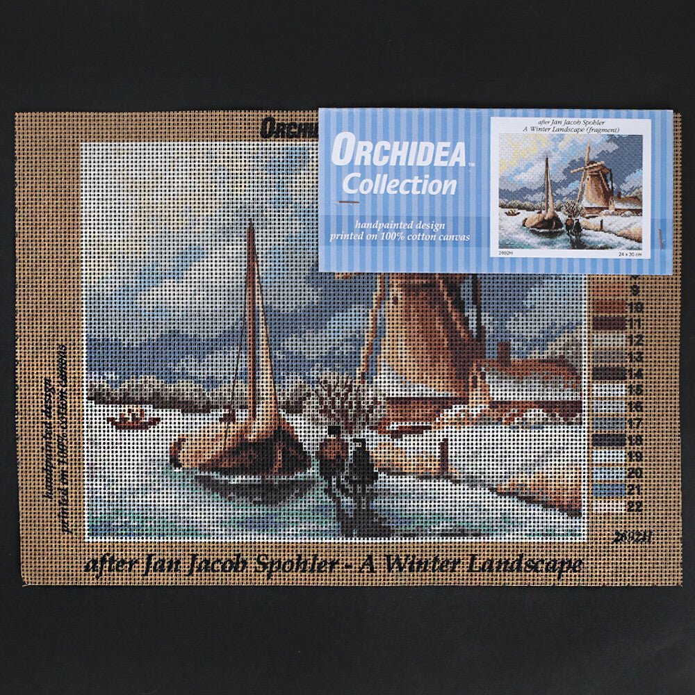 Orchidea 24x30 cm Jan Jacob Spohler A Winter Landscape Fragment Baskılı Goblen 2692H