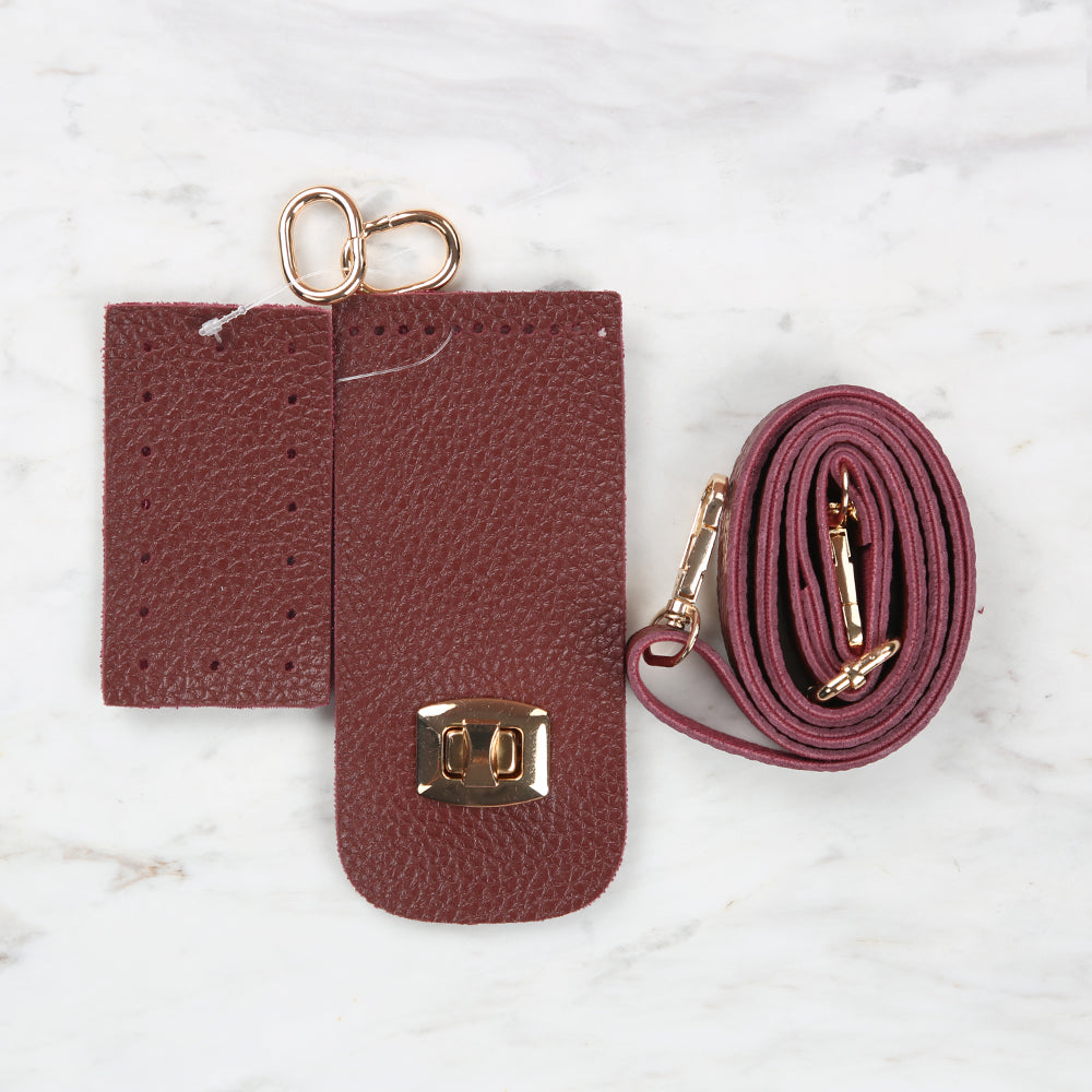 Knitme Tabanlı Klipsli Telefon Seti Bordo BA-0058