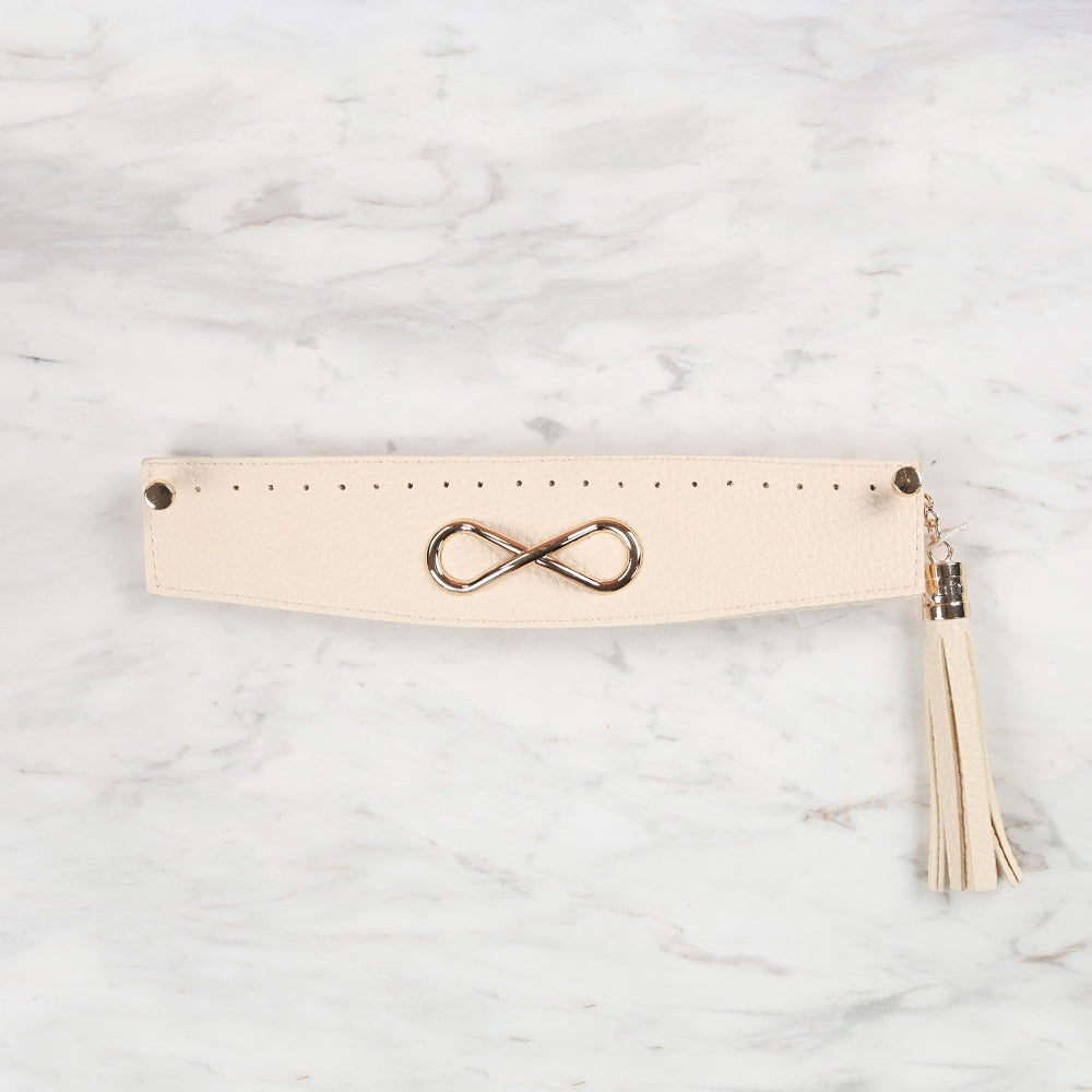 Knitme Dikişli Tokalı Çanta Ağzı 25x6 cm Krem BA-0070