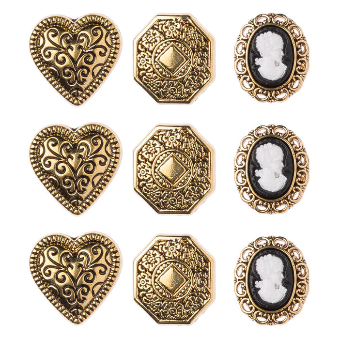 Buttons & Galore Altın Kaplı Desenler Dekoratif Düğme - 4401