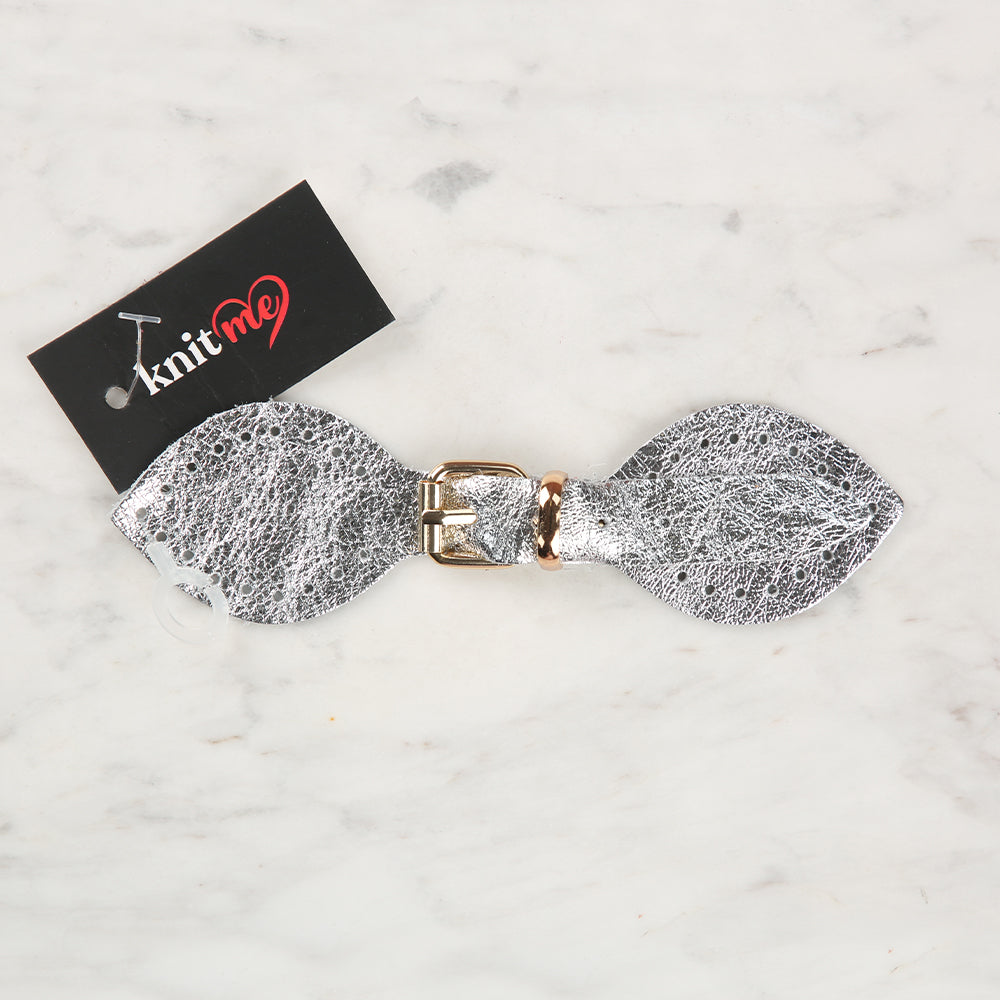 Knitme Gerçek Deri Kelebek Böce 14 cm Gümüş BA-0030