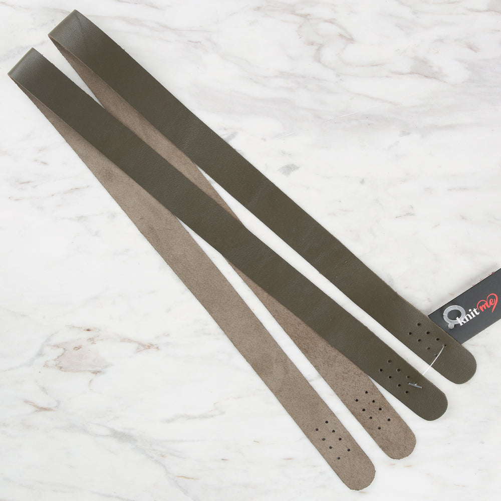 Knitme Gerçek Deri Spor Dikiş Çanta Askısı 75x2.5 cm Haki BA-0036