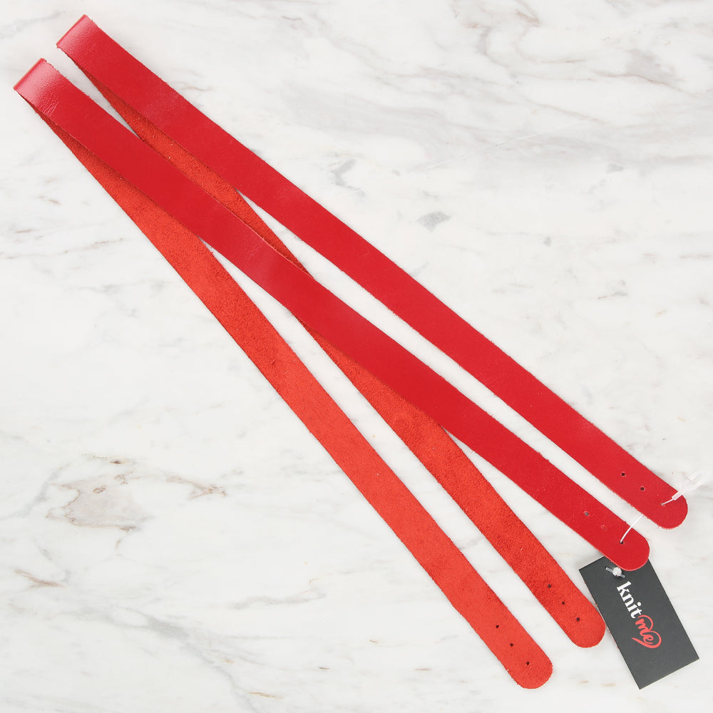 Knitme Gerçek Deri Spor Dikiş Çanta Askısı 70x1.7 cm Kırmızı BA-0075