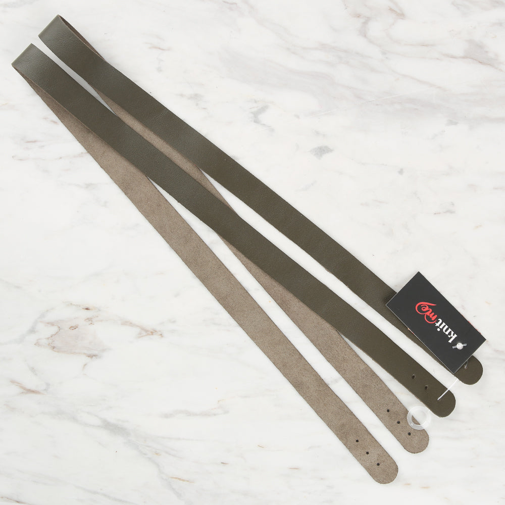 Knitme Gerçek Deri Spor Dikiş Çanta Askısı 70x1.7 cm Haki BA-0075