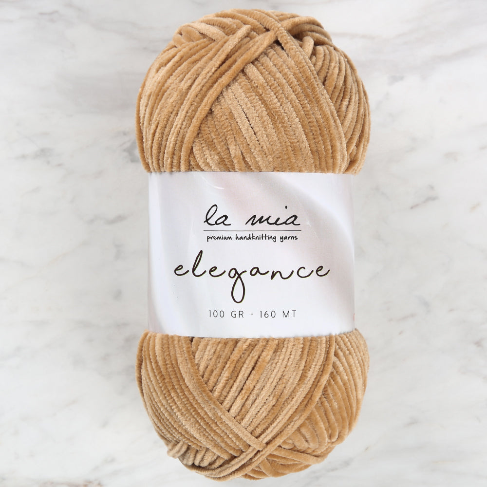 La Mia Elegance Kadife Bej El Örgü İpi - L922
