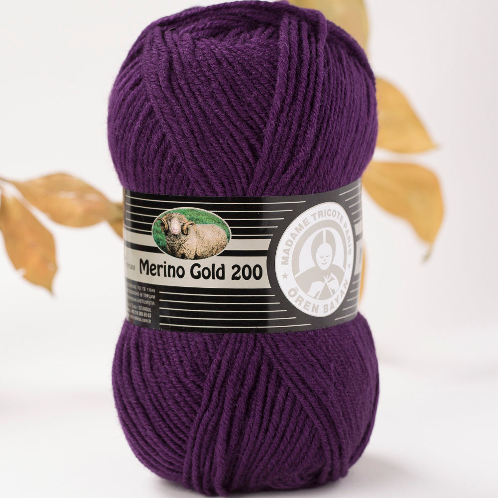 Örenbayan Merino Gold 200 Mor El Örgü İpi - 60-1842