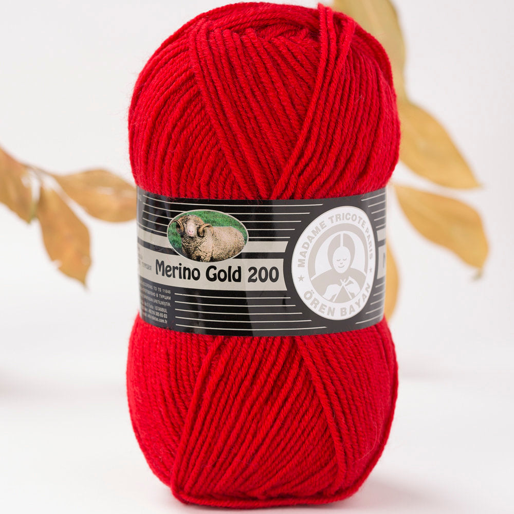 Örenbayan Merino Gold 200 Kırmızı El Örgü İpi - 33-1842
