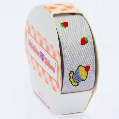 Sticker Ribbon Cupcake Baskılı Yapışkan Kurdele - SR1695