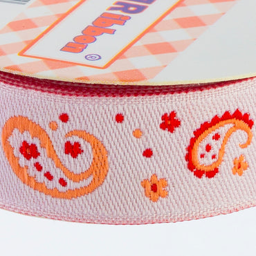 Sticker Ribbon Turuncu Motif Baskılı Yapışkan Kurdele - SR-1691-V3