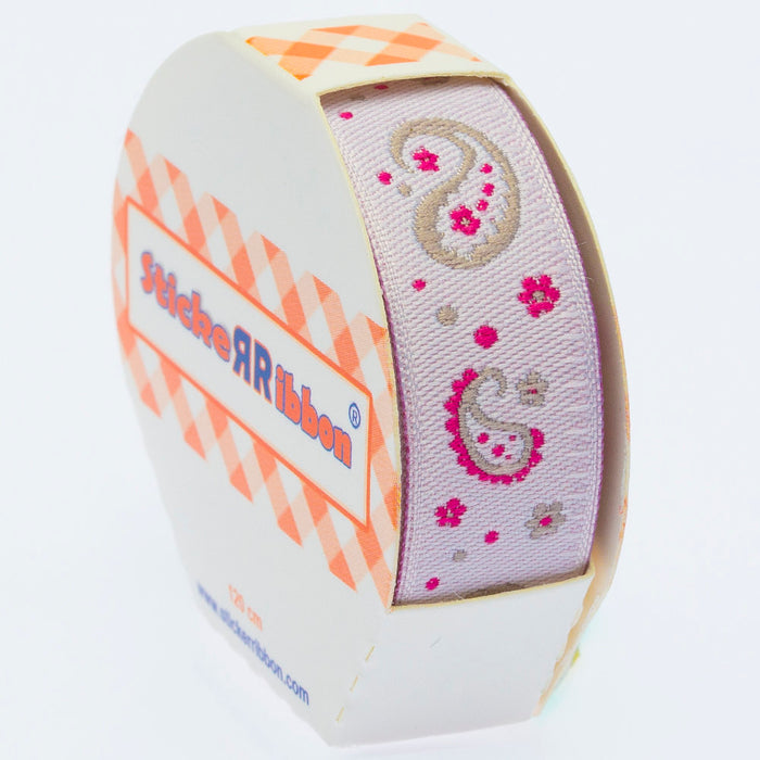 Sticker Ribbon Pembe Motif Baskılı Yapışkan Kurdele - SR-1691-V2